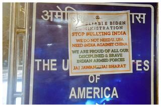 US Embassy Signboard in Delhi Defaced, Right-Wing Group Claims Responsibility
