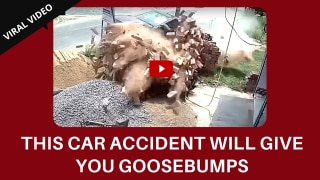 Accident Viral Video: A Car Driver Was Saved In This Dangerous Accident | Watch