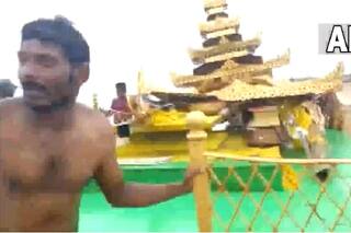 WATCH: Mysterious, Gold-coloured Chariot Washes Ashore at Sunnapalli Sea Harbour