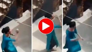Viral Video: Girl Runs Away After Getting Caught Recording Dance Reel On Terrace. Watch