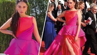 Cannes 2022: Aditi Rao Hydari Spreads Magic in Thigh-High Slit Gown, Makes Colorful Debut at The Red Carpet, See Dazzling Pics
