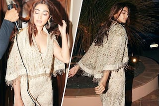 Pooja Hegde Looks Bombshell in Beige Embellished Cape Jacket-Pants at Cannes 2022, See Drool-Worthy Pics