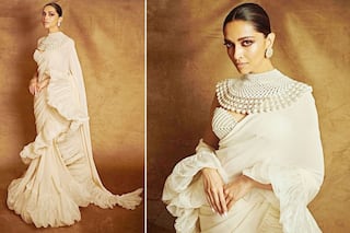 Deepika Padukone is the Definition of Resplendent in Pearl White Ruffle Saree on Last Day of Cannes 2022