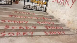 Miscreants Paint 'Sorry' in Red, Bold Letters all Over Bengaluru School's Walls, Nearby Streets