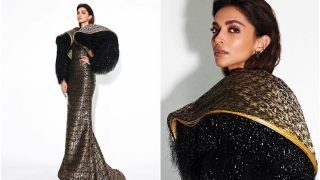 Deepika Padukone is the Real Cannes Queen in Black and Gold Gown With Dramatic Shoulder Capes – Pics