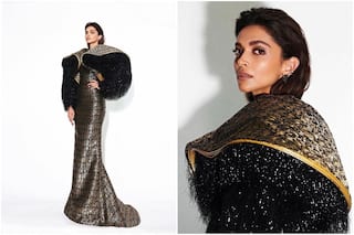 Deepika Padukone is the Real Cannes Queen in Black and Gold Gown With Dramatic Shoulder Capes     Pics