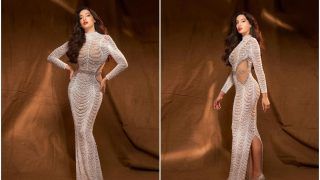 Nora Fatehi Wears Rs 2 Lakh Shimmery Embellished White See-Through Gown, Burns Internet With Sizzling Hot Photos