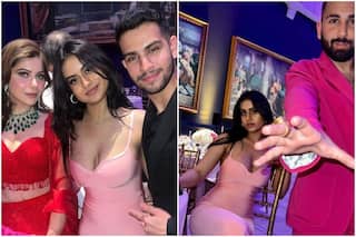 Nysa Devgn in Hot Pink Bodycon Gown With Plunging Neckline at Kanika Kapoor Reception