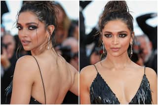 Deepika Padukone in Bold Black Feathery Gown Sizzles at Cannes Red Carpet