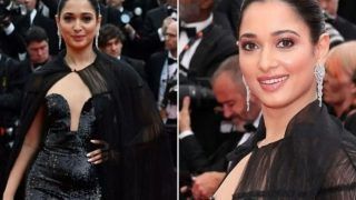 Tamannaah Bhatia on Day 2 at Cannes 2022: Hold Your Breath as Actor Looks HOT in Black Shimmery Thigh-High Slit Gown