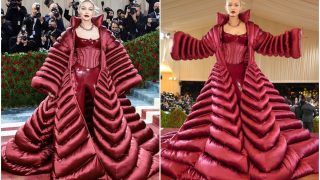 Met Gala 2022: Gigi Hadid Triggers Hilarious Memes With Her Wine Quilted Cape, Fans Say 'It's a Sofa'