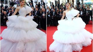 Cannes 2022: Urvashi Rautela Sets Red Carpet on Fire in Pristine White Voluminous Gown And Red Lipper -PICS