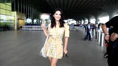 Sunny Leone Spotted In A Cute Polka Dot Dress At Mumbai Airport, Fans Praise Her For Simplicity And Humbleness - Viral Video