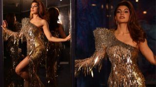 IIFA 2022: Jacqueline Fernandez Walks in Edgy Metallic Feather Embellished Gown, Fan Asks 'Bethegi Kaise?’ - Watch