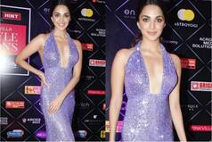 Hot! Kiara Advani Glistens Like a Queen in Shimmery Purple Halter Neck Gown With Plunging Neckline - PICS