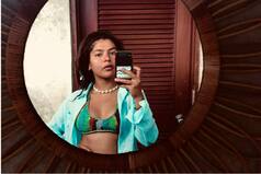 TMKOC Fame Nidhi Flaunts Tan Lines Wearing Blue Crochet Bikini, Worried Fan Asks 'Ye Kya Haalat Bana Di?'