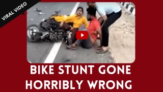 Shocking Stunt Viral Video: Bike Stunt Went Wrong in Patna, Both Bike and Scotty Rider Injured - Watch