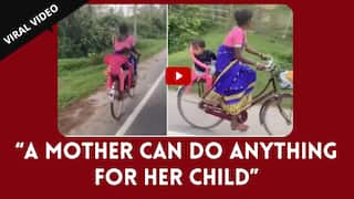 Viral Video: Woman Rides Bicycle With Toddler Sitting in Chair Behind Her