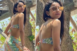 Rakul Preet Singh is a Summer Dream in Multi-Coloured Bikini Top And Flared Pants