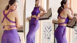 Hina Khan Just Wore a Stunning And Affordable Purple Backless Crop Top- Pants on a Day Out