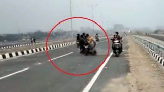 Video: Speeding Biker Hits Scooty in Patna's Ganga Pathway, All Riders Hospitalised | WATCH