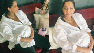सोनम कपूर ने ओवरसाइज़ टीशर्ट में बेबी बंप किया फ्लॉन्ट, थकान भरा दिखा चेहरा