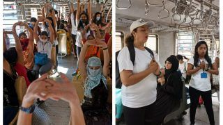 Train Mein Yoga: Commuters Perform Yoga Asanas While Travelling in Mumbai Local | See Viral Pics