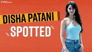 Disha Patani Looks Sizzling Hot In a Blue One-Shoulder Top | Watch Video