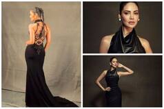 Esha Gupta Flaunts Sexy Hourglass Figure in Smouldering Hot Black Gown