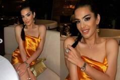 Trishala Dutt is Brighter Than Fire in Sexy Orange Midi Dress With Cowl Neckline - Hot Pics