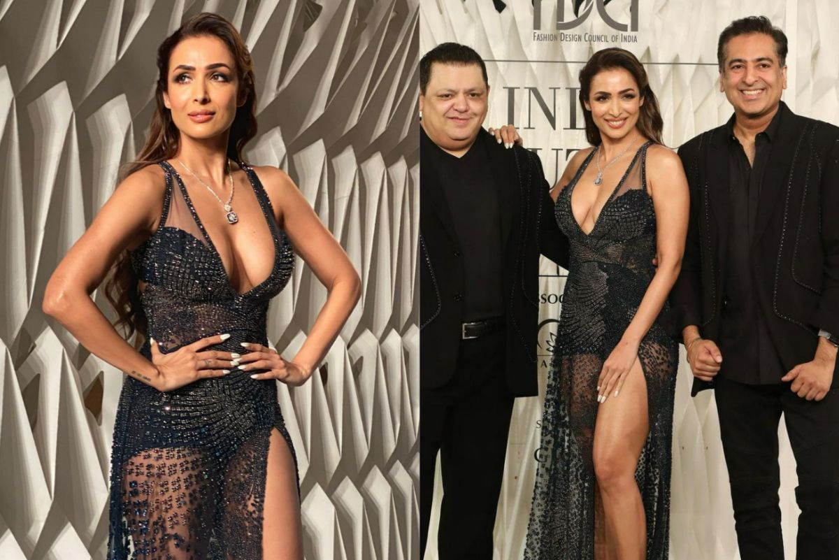 Malaika Arora Looks Sexiest Best in Sheer Black High-Slit Dress with Sexy Deep-V Neck at Indian Couture Week PICS photo