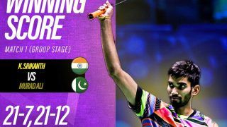 India vs Pakistan Badminton, CWG 2022: किदांबी श्रीकांत ने पाकिस्तान के मुराद अली को सीधे गेम्स में मात दी