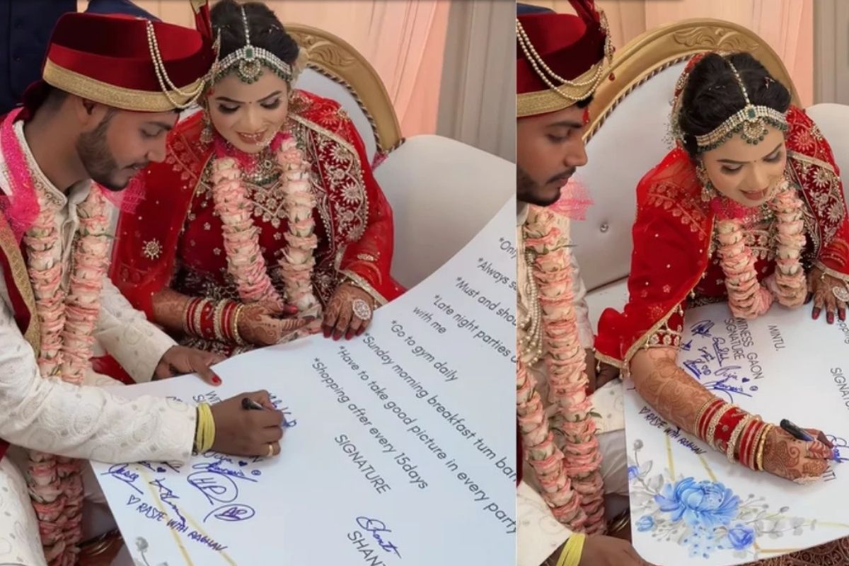 Viral Video Bride Makes Groom Sign Special Wedding Contract With Cute Promises He Has to Keep