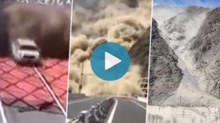 Viral Video: Car Narrowly Escapes Horrific Landslide, Internet Calls It 'Straight Out of An Action Movie' | Watch