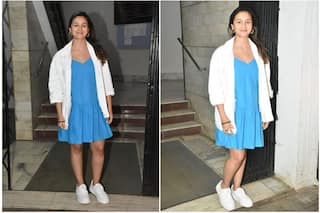 Mommy-To-Be Alia Bhatt Looks Adorable While Posing In A Cute Blue Dress Outside Karan Johar's Office- See Pics & Video