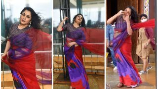 Baahubali Actress Ramya Krishnan Looks Ethereal Posing In A Saree At Liger Event But Wind Plays A Spoilsport! Inside Pics & Video