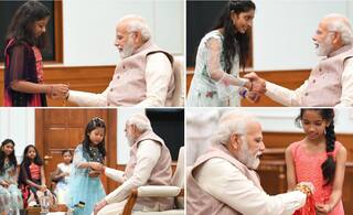 PM Modi Celebrates Raksha Bandhan With Daughters of Drivers & Sweepers Working at PMO | Watch