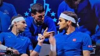 Novak Djokovic Coaching Roger Federer-Rafael Nadal During Laver Cup Match is Surreal; PICS go VIRAL