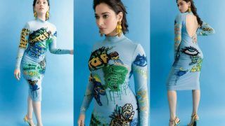 Tamannaah Bhatia's Quirky Blue Bodycon Graffiti Dress Costs Rs 47,000 - Yay or Na?