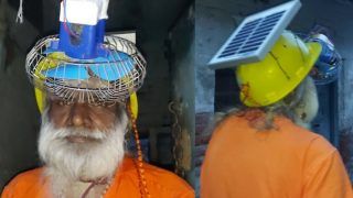Baba Beats The Heat With Desi Jugaad, Roams Around With Solar Fan-Helmet. See Viral Pics