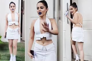 Urfi Javed Flaunts Deep Blue Lipstick With Plunging Crop Top And Mini Skirt - Watch Viral Video