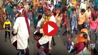 Viral Video: Groom Dances In Baarat By Sitting On Friend's Shoulders, Falls Miserably. Watch