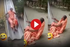Viral Video: Aunty Falls in Hilarious Fashion While Going Down Slide, Netizens Are Amused | Watch