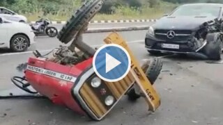 Whoa! Tractor Breaks Into 2 Parts After Hitting Mercedes Benz in Andhra's Tirupati, Internet Stumped | Watch