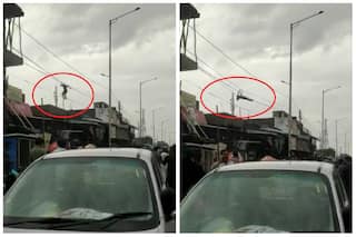 Viral Video: UP Man Balances Himself on a Power Pole, Dangerous Stunt Shocks The Internet | Watch