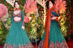 Elli AvrRam Decks up in Green Lehenga For Diwali Party