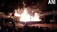 यूपी: इटावा जिले के भरथना कस्बे में रामलीला मंच पर आग लगी, मंच और पंडाल जलकर खाक