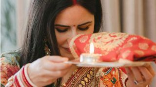 Katrina Kaif Flaunts Red Sindoor, Wedding Chooda in Her First Karwa Chauth Pictures With Vicky Kaushal And His Parents