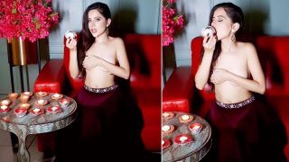 Urfi Javed Goes Semi-Nude on Diwali, Savours Her Taste Buds in Viral Video - Watch