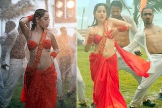 Haye Haye Yeh Majboori: Watch Urfi Javed's Steamy Hot Rain Dance in Red Saree With Sexy Blouse